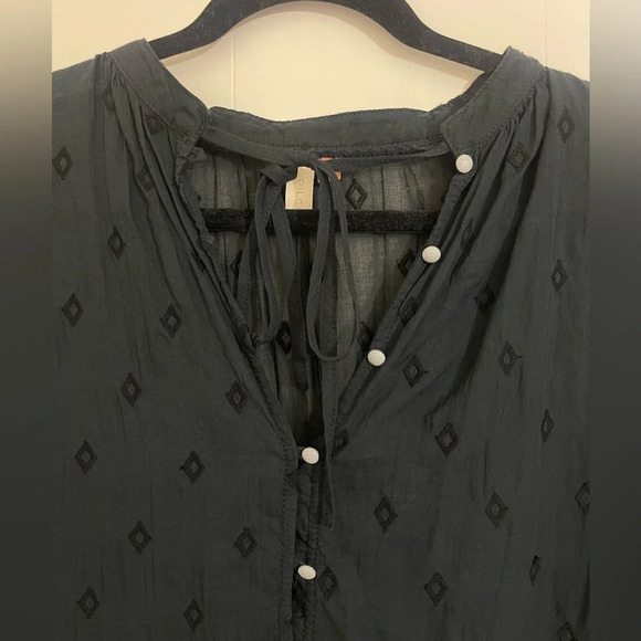 Anthropologie Pilcro Embroidered Sheer Black Pullover Long Sleeve Tunic - Picture 4 of 11